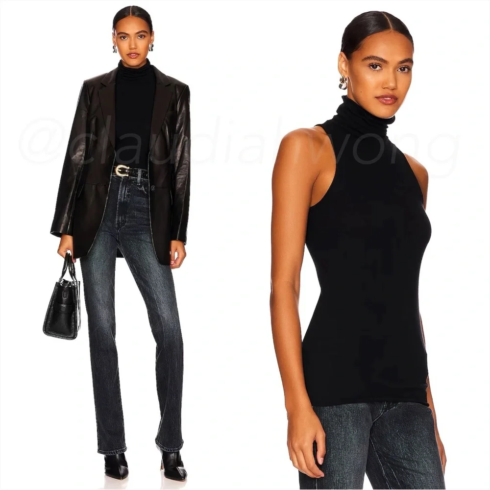 ENZA COSTA Cashmere Halter Turtleneck in Black